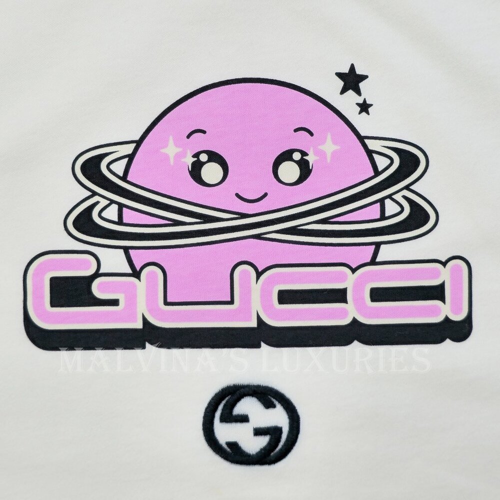 GUCCI T-SHIRT COTTON JERSEY PLANET LOGO PRINT SHORT SLEEVE TOP sz XL EXTRA LARGE - Picture 13 of 16